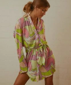 Peppermayo Exclusive Soho Chic Shirt Dress - Retro Swirl New & Most Loved