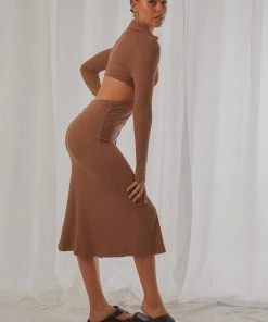 Peppermayo New & Most Loved Looking Out Midi Dress - Brown