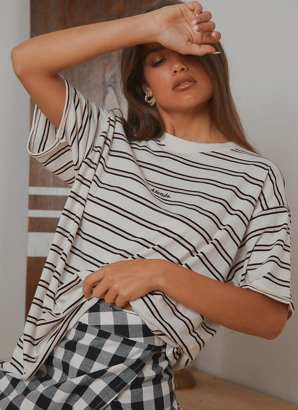Afends New & Most Loved Niko Stripe Oversized Tee - Off White 2 Afends New & Most Loved Niko Stripe Oversized Tee - Off White