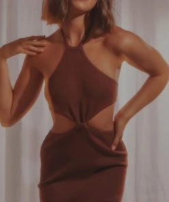 Peppermayo Exclusive Margaux Knit Midi Dress -Chocolate