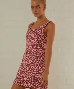 Afends Madeline Hemp Printed Mini Dress - Red New & Most Loved 8 Afends Madeline Hemp Printed Mini Dress - Red New & Most Loved