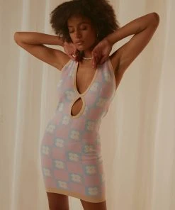 Peppermayo Exclusive Vintage Years Knit Mini Dress - Pink Mod Floral