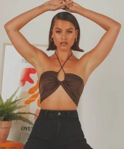 Peppermayo Exclusive New & Most Loved Angel Like You Crop - Choc Brown