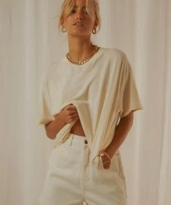 Afends Slay Hemp Oversized Tee - Cream New & Most Loved