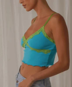 Peppermayo New Tops 90s Nights Lace Crop - Blue 8 Peppermayo New Tops 90s Nights Lace Crop - Blue