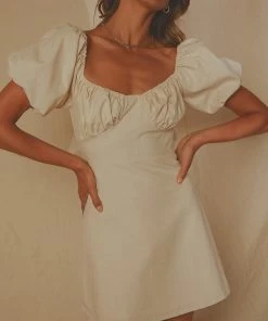 Peppermayo Exclusive New & Most Loved San Sebastian Linen Mini Dress - Oatmeal