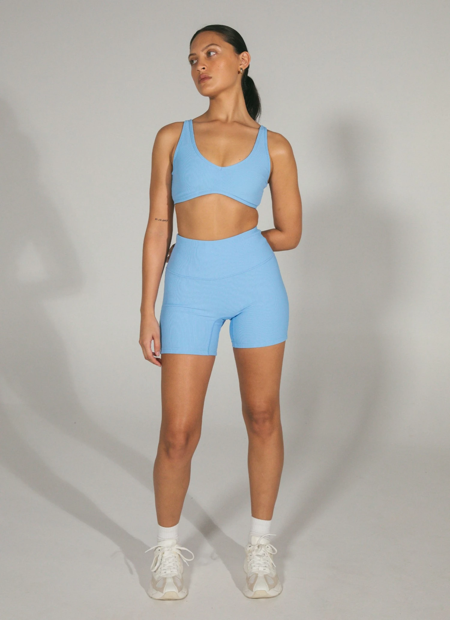 LaHana Swim New Bottoms Pippa Biker Short - Ribbed Blue 2 LaHana Swim New Bottoms Pippa Biker Short - Ribbed Blue