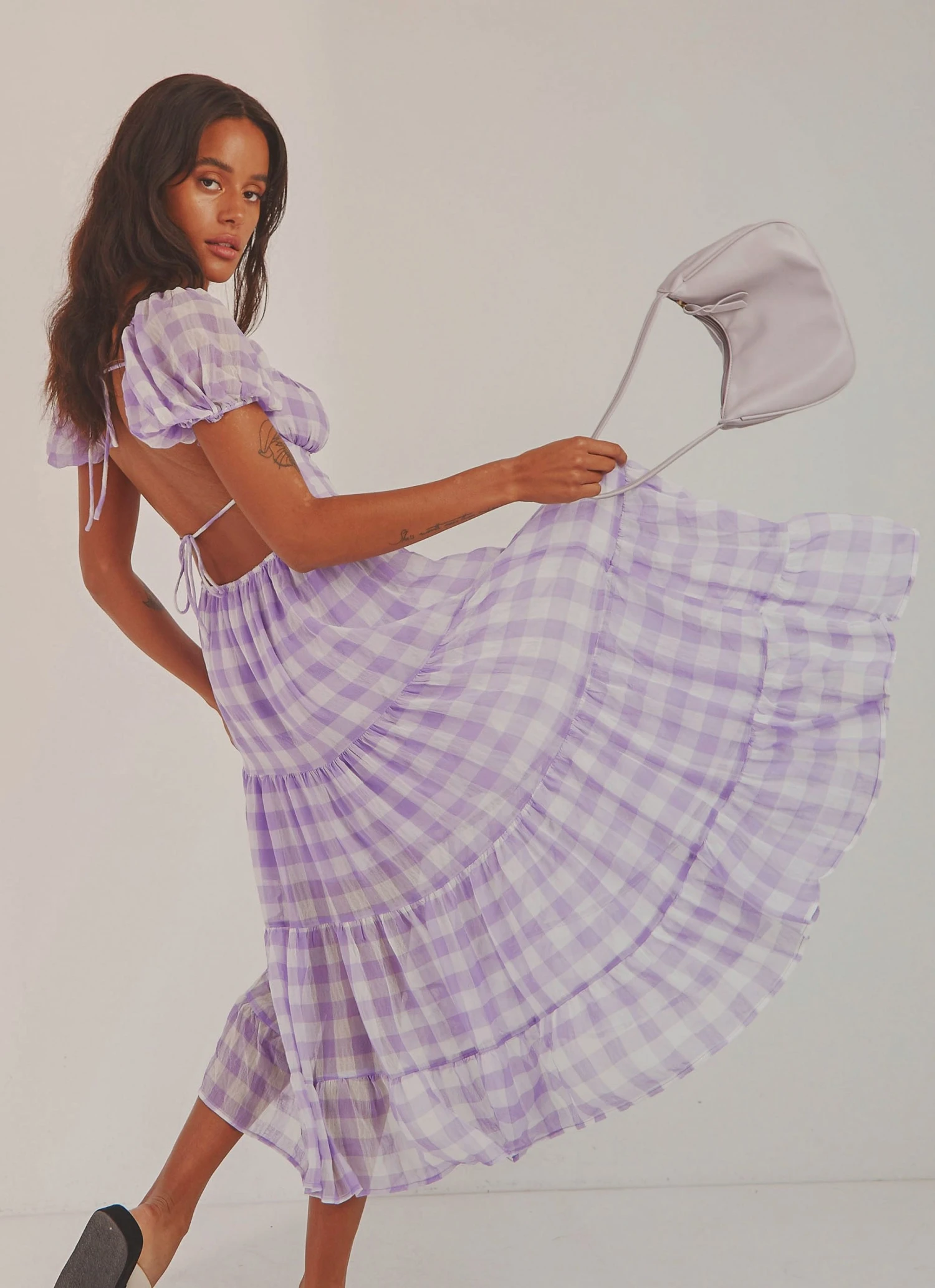 Peppermayo New & Most Loved Blissful Midi Dress - Lilac Check 1 Peppermayo New & Most Loved Blissful Midi Dress - Lilac Check