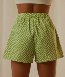 Peppermayo Exclusive Seventies Groove Shorts - Lime Warp Check 11 Peppermayo Exclusive Seventies Groove Shorts - Lime Warp Check