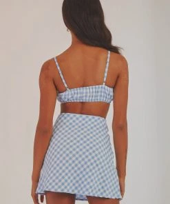 Peppermayo New & Most Loved Acting Like That Mini Skirt - Blue Gingham