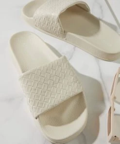 Superga 1908 Slides Woven Leather - X1I White Avorio New & Most Loved