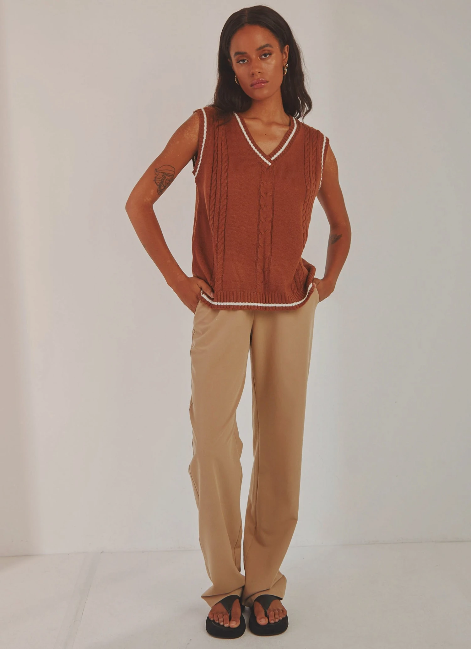 Peppermayo Centre Court Knit Vest - Choc Brown New & Most Loved 3 Peppermayo Centre Court Knit Vest - Choc Brown New & Most Loved