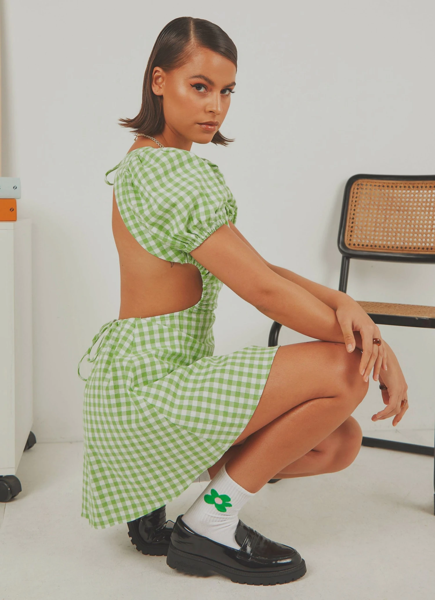 Peppermayo Exclusive Anglais Mini Dress - Green Gingham New & Most Loved 2 Peppermayo Exclusive Anglais Mini Dress - Green Gingham New & Most Loved