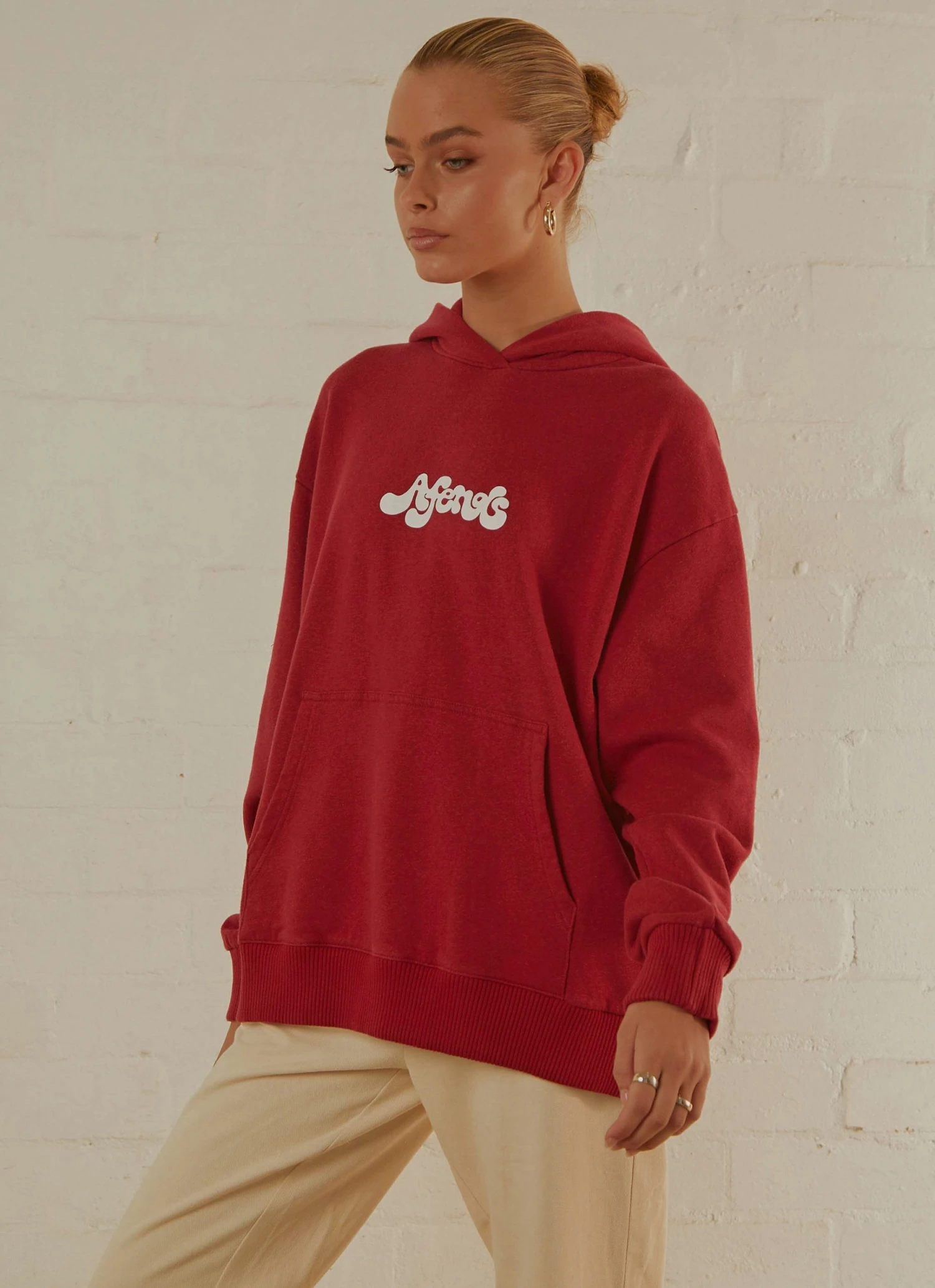 Afends New & Most Loved Grow Some Hemp Oversized Hood - Deep Red 4 Afends New & Most Loved Grow Some Hemp Oversized Hood - Deep Red