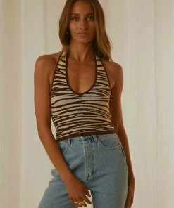 Peppermayo Take You Out Halter Top - Zebra