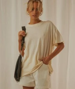 Afends Slay Hemp Oversized Tee - Cream New & Most Loved