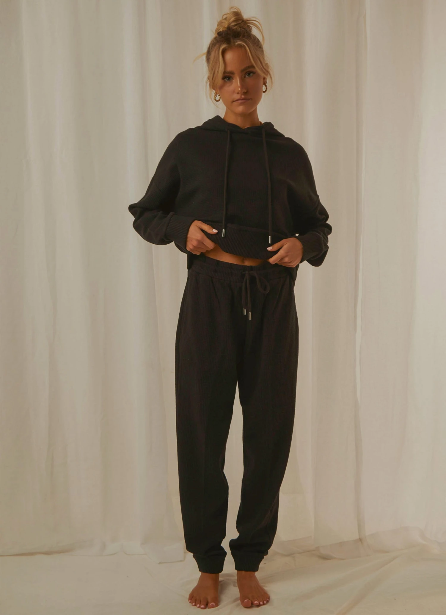 Afends Kat Waffle Sweat Pant - Black New & Most Loved 2 Afends Kat Waffle Sweat Pant - Black New & Most Loved