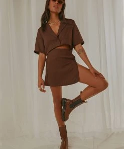 Peppermayo Exclusive New & Most Loved New York City Skirt - Choc Brown