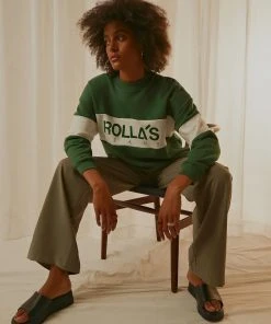 Rolla's Split Logo Sweater - Pine New & Most Loved