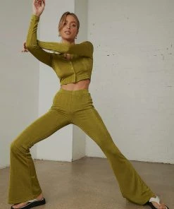 Peppermayo Exclusive New & Most Loved Russo Flare Pants - Moss Green