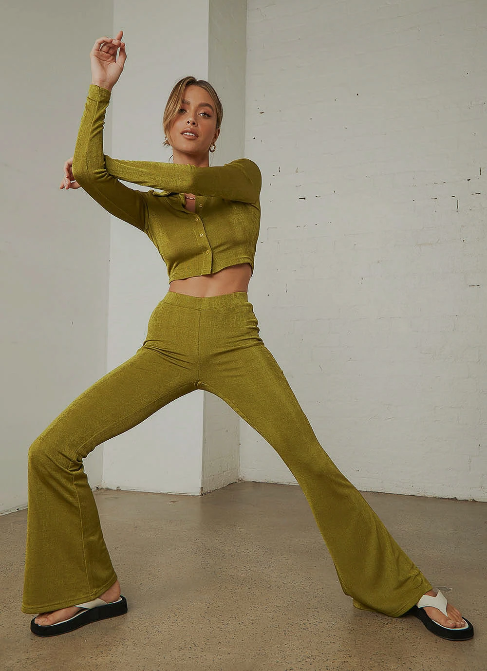 Peppermayo Exclusive New & Most Loved Russo Flare Pants - Moss Green 1 Peppermayo Exclusive New & Most Loved Russo Flare Pants - Moss Green