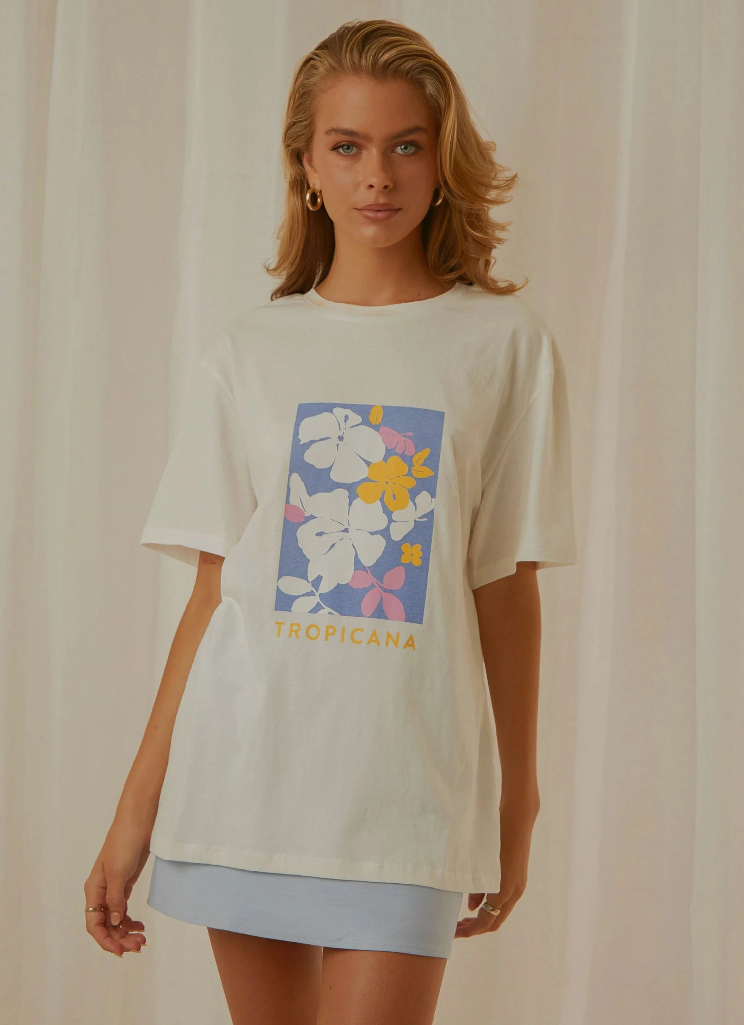 Charlie Holiday Tropicana Boyfriend Tee - White 4 Charlie Holiday Tropicana Boyfriend Tee - White