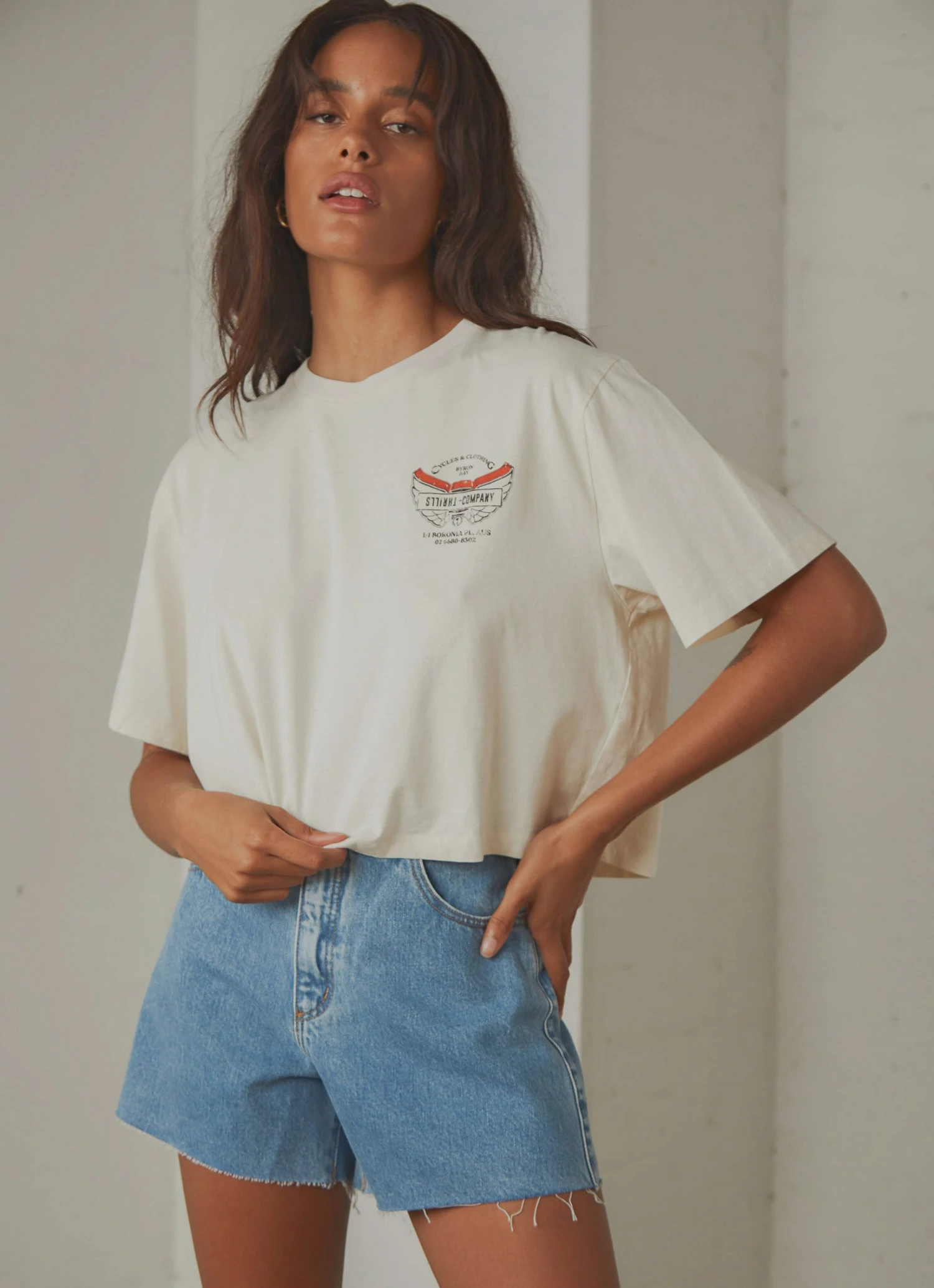 Thrills C&C Wings Merch Fit Crop Tee - Heritage White 1 Thrills C&C Wings Merch Fit Crop Tee - Heritage White