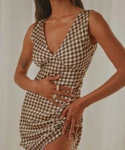 Peppermayo Exclusive New & Most Loved Audrey Vintage Slip Dress - Choc Check