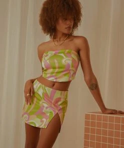 Peppermayo Exclusive Euphoria Low Rise Mini Skirt - Retro Swirl