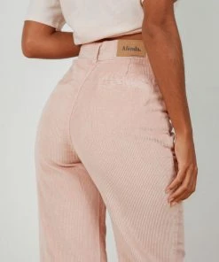 Afends Shelby Hemp Cord Wide Leg Pant - Ash Pink New & Most Loved