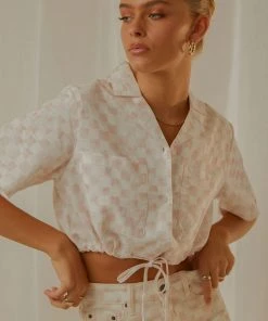 Cools Club New & Most Loved Safari Tie Top - Pink Checker