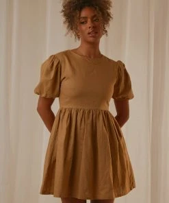 Nude Lucy Nima Linen Mini Dress - Oak