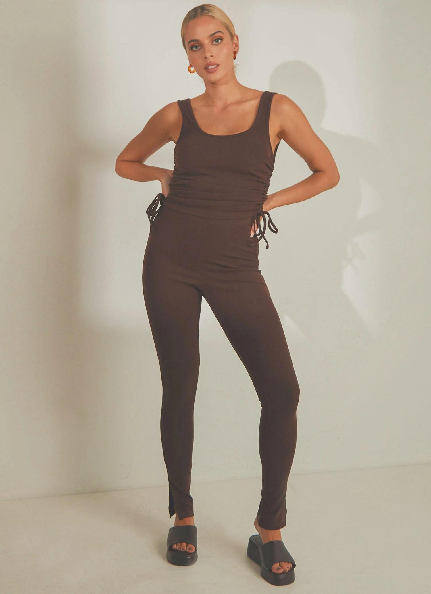 4th & Reckless Annoushka Leggings - Chocolate Rib Jersey New & Most Loved 2 4th & Reckless Annoushka Leggings - Chocolate Rib Jersey New & Most Loved