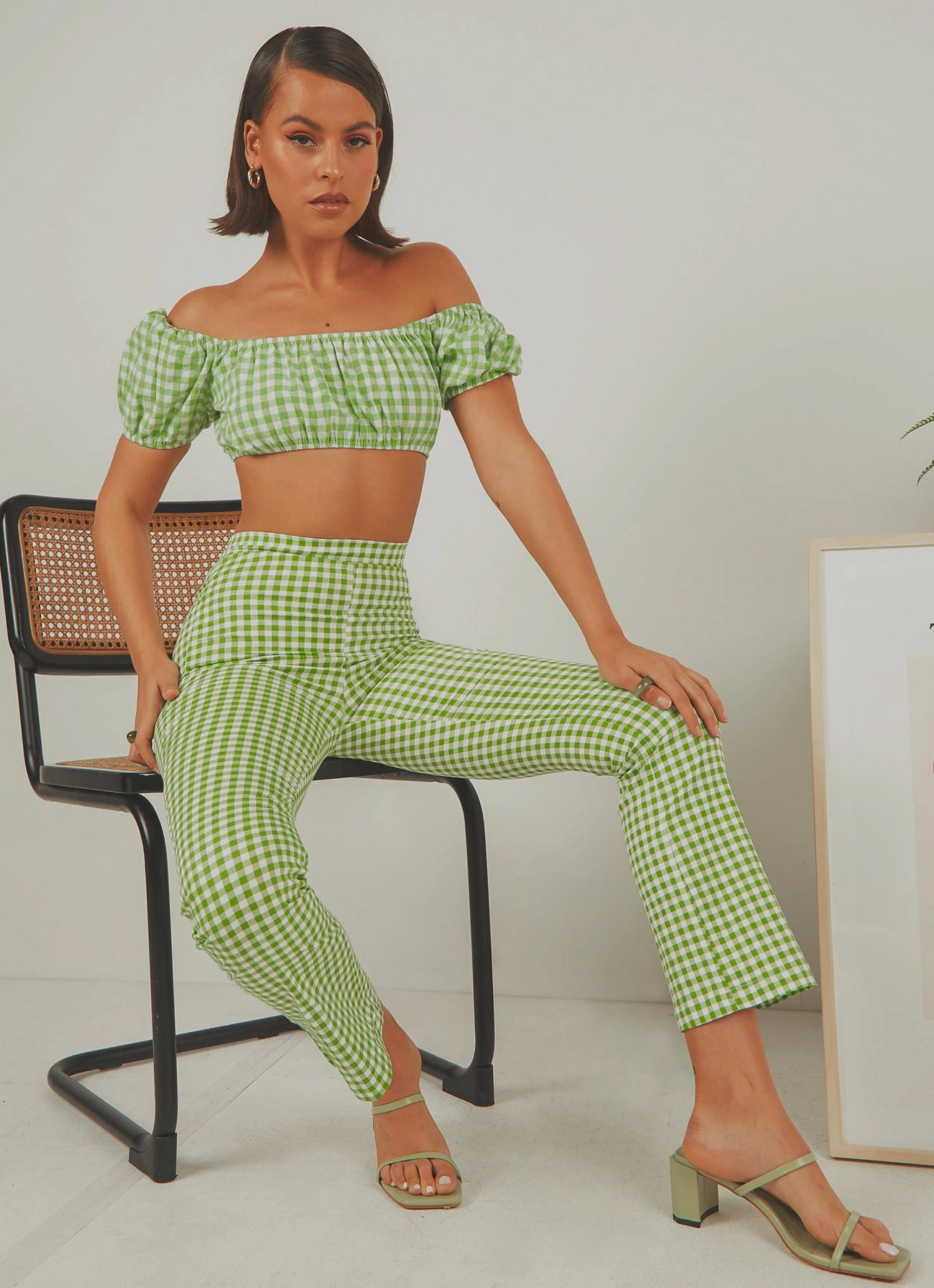 Peppermayo Exclusive Les Deux Crop Top - Green Gingham New & Most Loved 3 Peppermayo Exclusive Les Deux Crop Top - Green Gingham New & Most Loved