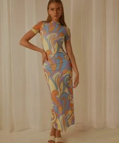 Peppermayo Exclusive Into The City Mesh Maxi Dress - Retro Swirl 8 Peppermayo Exclusive Into The City Mesh Maxi Dress - Retro Swirl