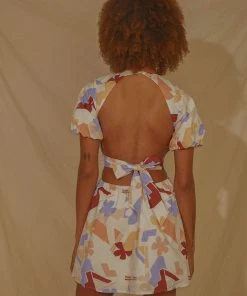 Peppermayo Exclusive Lani Linen Mini Dress - Abstract Resort