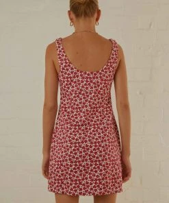 Afends Madeline Hemp Printed Mini Dress - Red New & Most Loved 9 Afends Madeline Hemp Printed Mini Dress - Red New & Most Loved