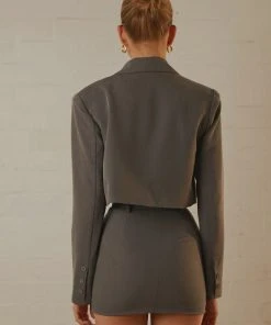 Peppermayo Exclusive Mariah Cropped Blazer - Charcoal 10 Peppermayo Exclusive Mariah Cropped Blazer - Charcoal