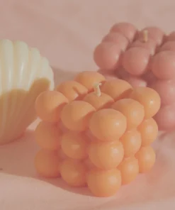 Manara Home Bubble Cube Candle - Orange New Accessories