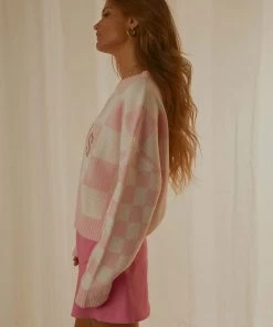 Cools Club New & Most Loved College Knit - Pink Checkerboard 8 Cools Club New & Most Loved College Knit - Pink Checkerboard