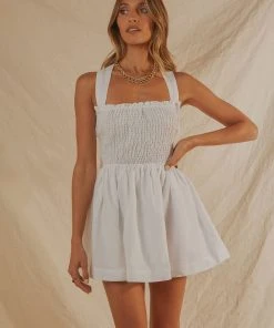 Peppermayo Exclusive European Towns Linen Mini Dress - White