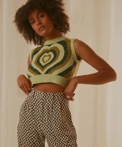 Peppermayo Main Thing Knit Top - Green Print New & Most Loved