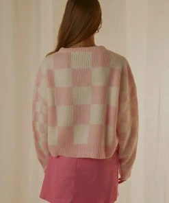 Cools Club New & Most Loved College Knit - Pink Checkerboard 9 Cools Club New & Most Loved College Knit - Pink Checkerboard