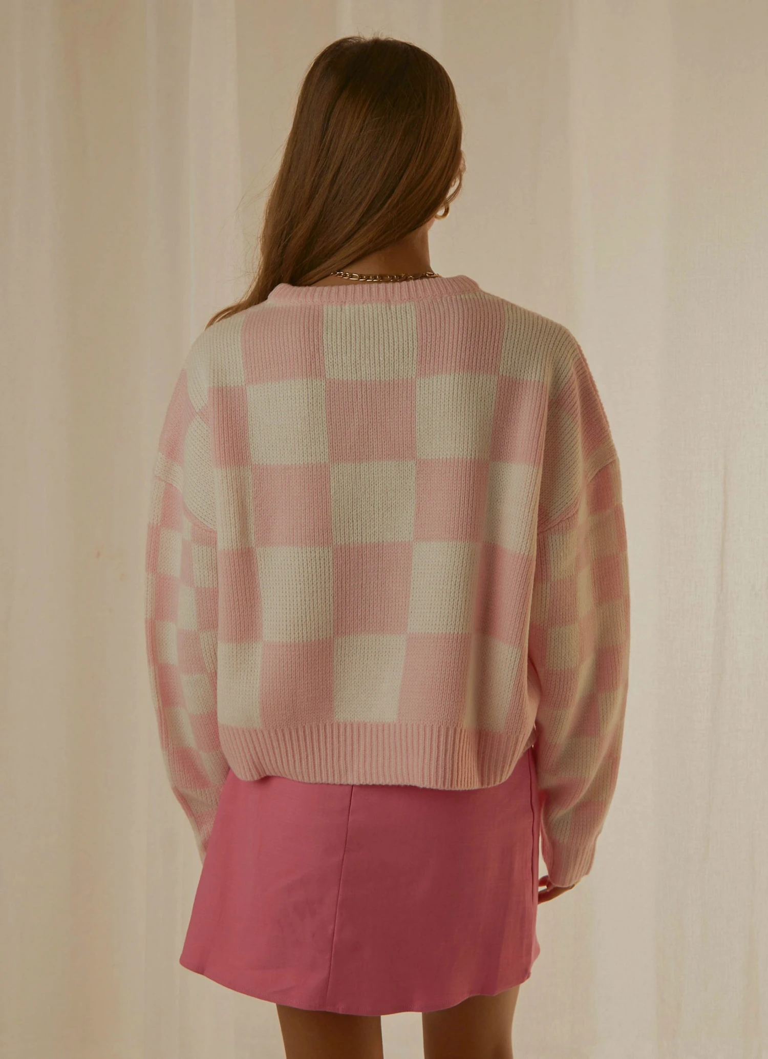 Cools Club New & Most Loved College Knit - Pink Checkerboard 5 Cools Club New & Most Loved College Knit - Pink Checkerboard