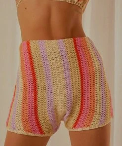 Peppermayo Exclusive New & Most Loved Sunburst Crochet Shorts - Pink Stripe - Pre-Order