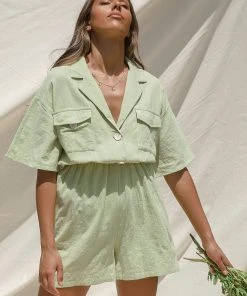 Peppermayo Along The Coast Playsuit - Sage