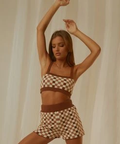 Peppermayo Exclusive Remix It Knit Crop - Choc Check New & Most Loved