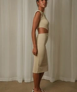 4th & Reckless New & Most Loved Vita Dress - Nude Rib Jersey 8 4th & Reckless New & Most Loved Vita Dress - Nude Rib Jersey