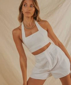Peppermayo Exclusive Romantics Linen Halter Top - White New & Most Loved 9 Peppermayo Exclusive Romantics Linen Halter Top - White New & Most Loved