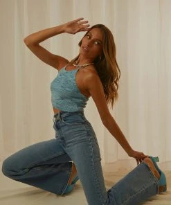 Peppermayo New & Most Loved Girls Night Halter Top - Blue